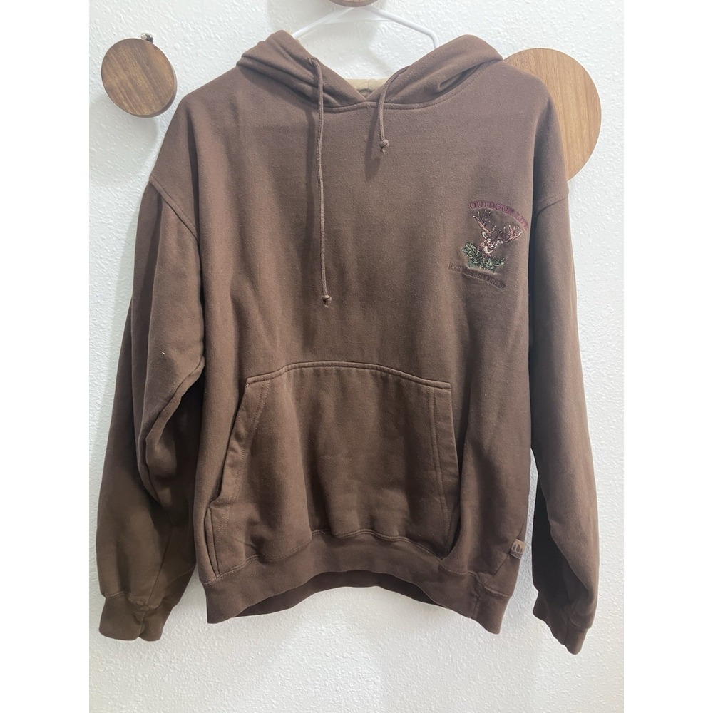 Outdoor Life Hoodie North American Wildlife Brown Mens Large Hunting Lumberjack